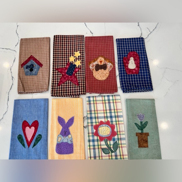 Bundle of 13 Seasonal/Holiday New & Used Embroidery Kitchen Tea Towels CUSTOM - Picture 4 of 17